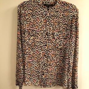 BCBG Maxazria Leopard Colored Button Down Top